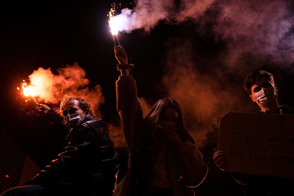 Protesty proti zostření protipotratového zákona v Polsku.