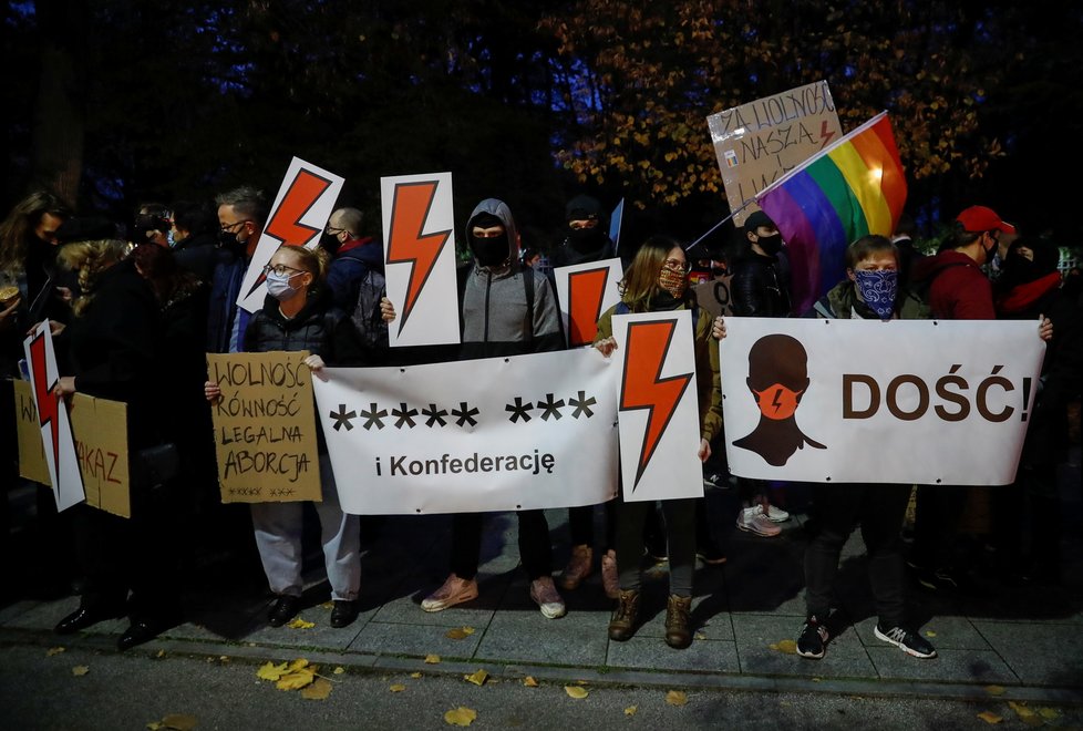 Protesty proti zostření protipotratového zákona v Polsku.