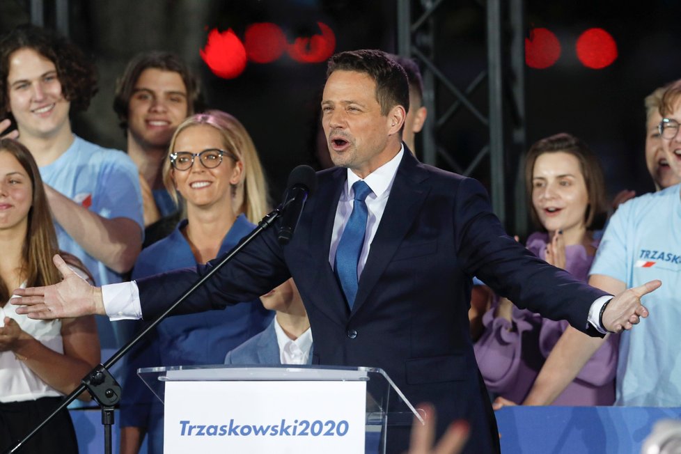 Rafal Trzaskowski po 2. kole prezidentských voleb v Polsku (12. 7. 2020)