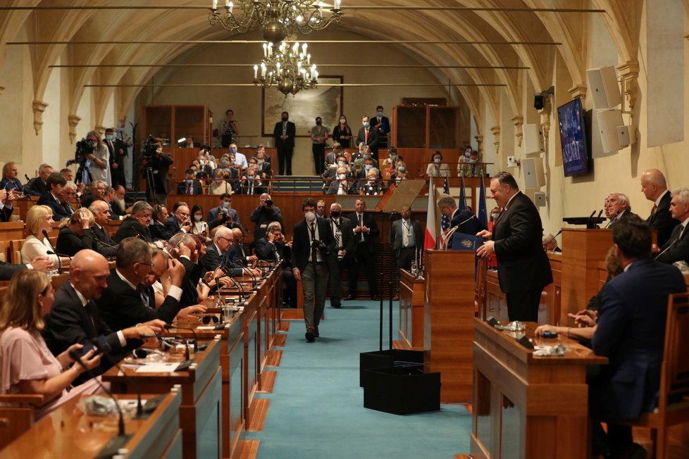 Americký ministr zahraničí Mike Pompeo v Senátu Parlamentu ČR. (12. 8. 2020)