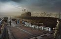 Ponorka kotví v přístavu ve videohře Kursk