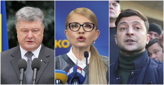 Trojice favoritů ukrajinských prezidentských voleb: Petro Porošenko, Julija Tymošenková a Volodymyr Zelenskyj
