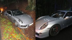 Po vyjížďce kamarádů v luxusních sporťácích skončilo jedno Porsche v příkopě a další ve svodidlech.