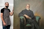 Do restaurování vzácného malířského portrétu T-G.Masaryka se pustili Dominik Matus a Darya Lotts.