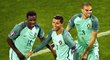 Fotbalisté Portugalska slaví vítězný gól proti Chorvatsku