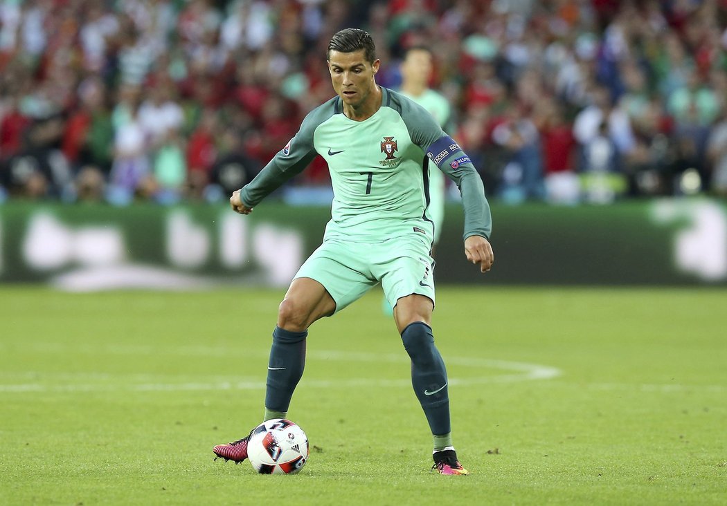 Hvězda Portugalska Cristiano Ronaldo v akci