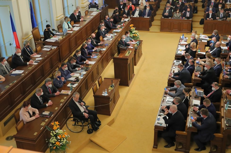 Prezident republiky Miloš Zeman v Poslanecké sněmovně (18. 2. 2022)