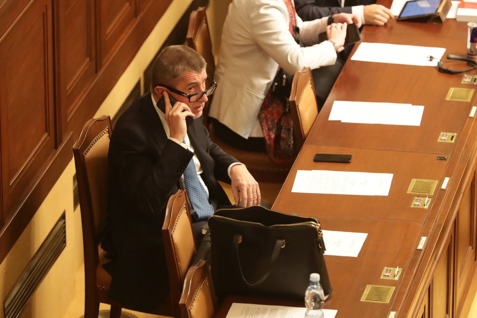 Andrej Babiš (ANO) během schůze Sněmovny