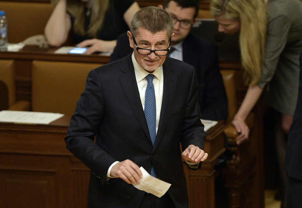 Andrej Babiš (ANO) během schůze Sněmovny Sněmovny, která řešila důvěru menšinové vládě