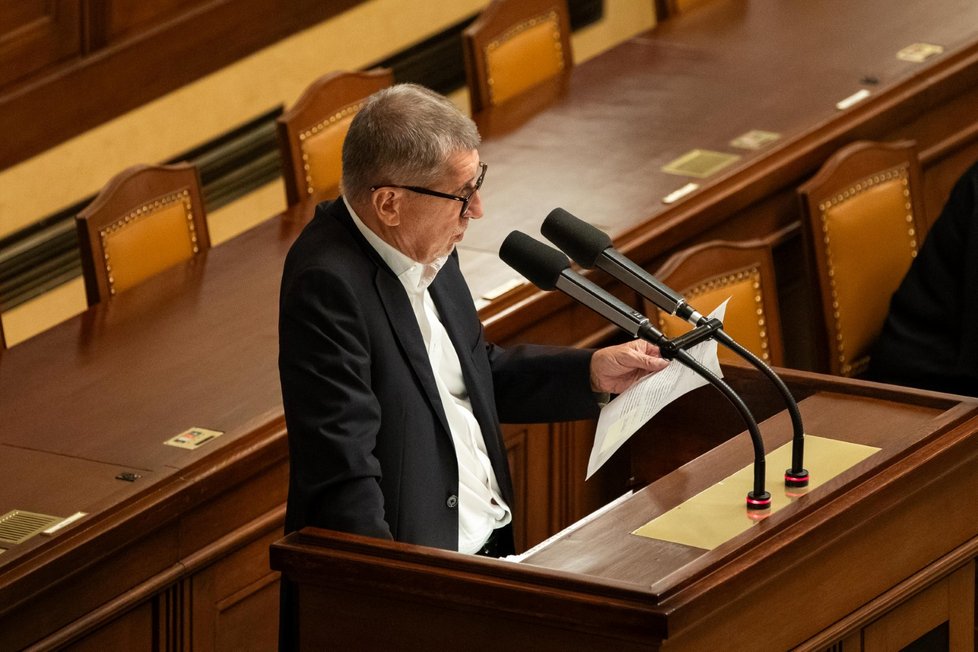 Jednání Poslanecké sněmovny o konsolidačním balíčku: Expremiér Andrej Babiš. (22.9.2023)