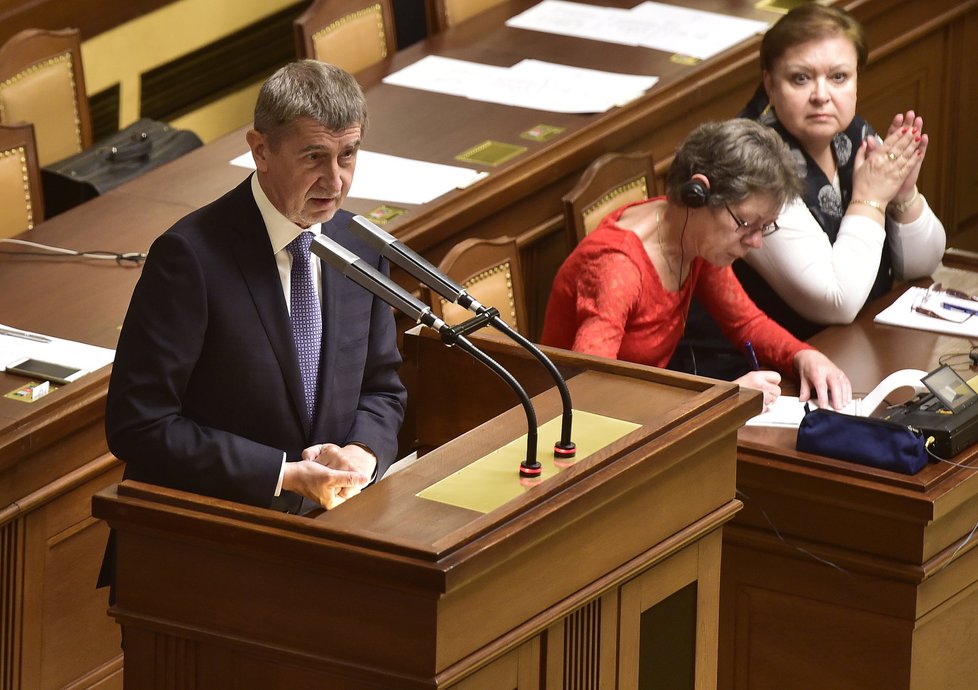 Andrej Babiš na ustavující schůzi Sněmovny