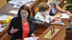 Ministryně práce a sociálních věcí Jana Maláčová na schůzi Poslanecké sněmovny (15. 9. 2020)
