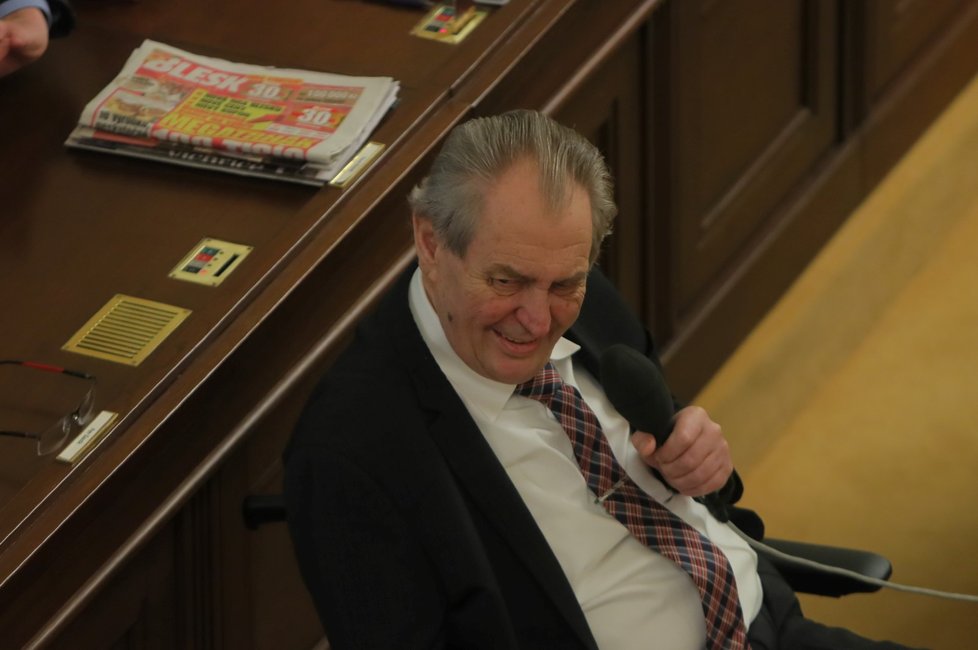 Prezident republiky Miloš Zeman v Poslanecké sněmovně (18. 2. 2022)