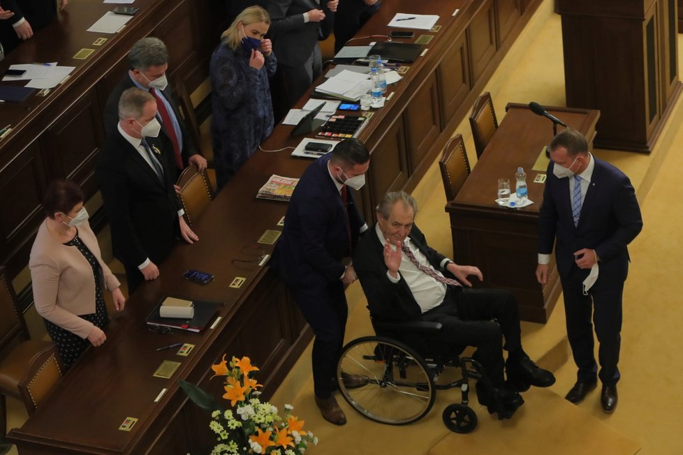 Prezident republiky Miloš Zeman v Poslanecké sněmovně (18. 2. 2022)