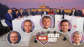 Poslední slovo lídrů v superdebatě Blesku: Minuta pro Babiše, Bartoše, Fialu, Filipa a Hamáčka