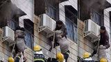 Postižený muž vyšplhal jenom po rukách do třetího patra hořící budovy, aby zachránil těhotnou ženu
