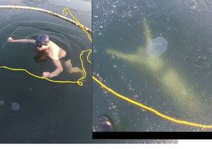 Dechberoucí video: Petr se potopí do ledové vody a plave pod ledem!
