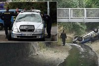 Adrenalinová honička v Praze: Policisté skončili s vozem v potoce