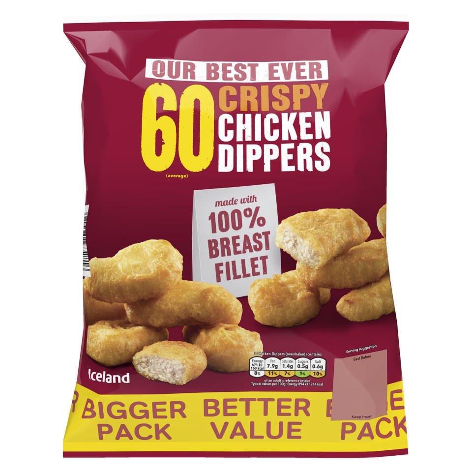 Závadné mražené kuřecí řízky prodávané pod názvem Iceland 60 Crispy Chicken Dippers