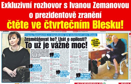 Rozhovor s Ivanou Zemanovou čtěte ve čtvrtečním tištěném Blesku