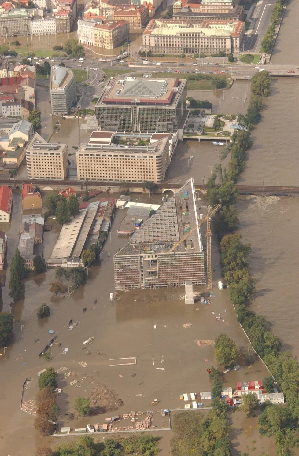 Štvanice během povodně roku 2002