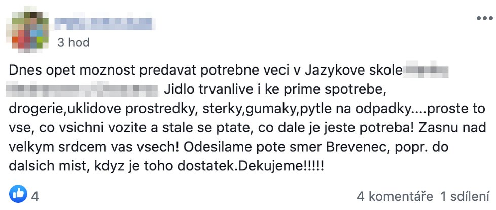 Lidé nabízejí na facebooku pomoc pro zasažené povodněmi na Olomoucku.