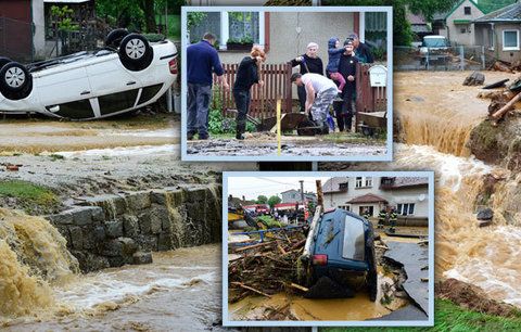 Auta, domy i zahrady v bahně. „Vyřítily se na nás popelnice,“ popsal Vlastimil povodně