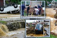 Auta, domy i zahrady v bahně. „Vyřítily se na nás popelnice,“ popsal Vlastimil povodně