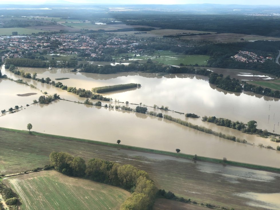 Podzim 2020: Morava zcela zaplavila pole, louky a lesy u Rohatce na Hodonínsku.