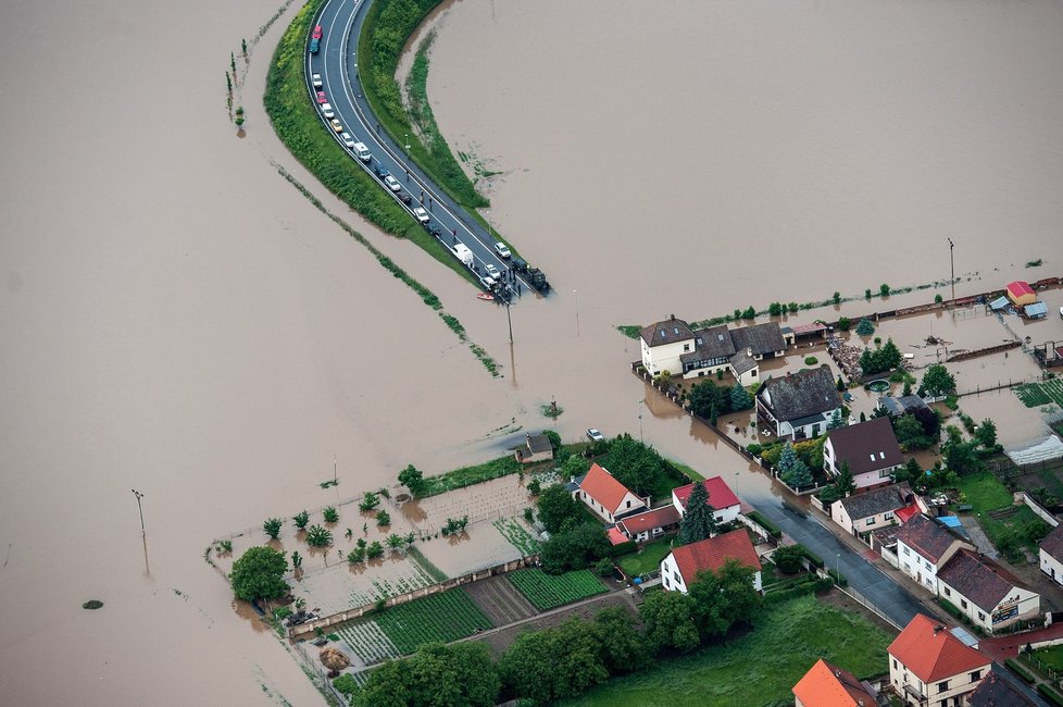 Záplavený Terezín (na snímku ze 4. června).