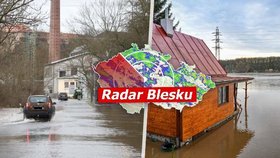 Česko bičuje silný vichr. Déšť a tání sněhu zvedají hladiny řek. Sledujte radar Blesku