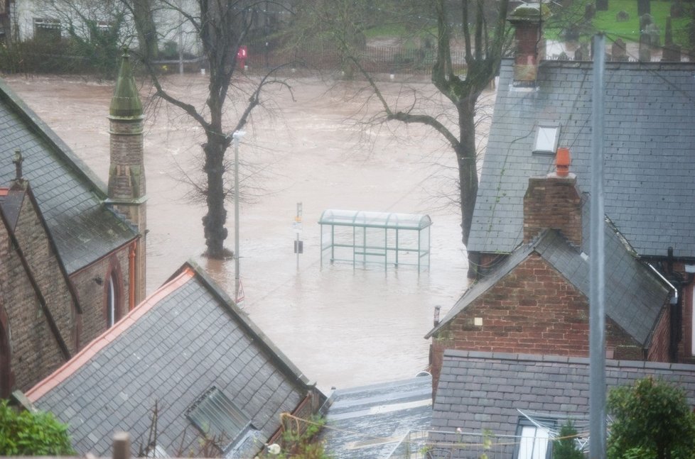 Povodně ve městě Appleby v hrabství Cumbria v severozápadní Anglii.