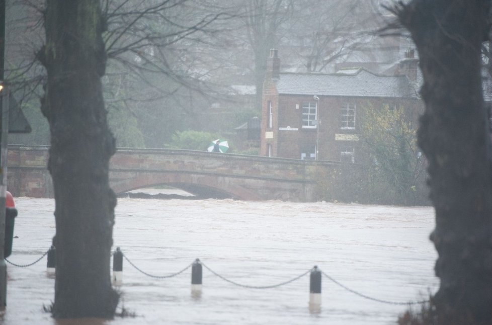 Povodně ve městě Appleby v hrabství Cumbria v severozápadní Anglii.