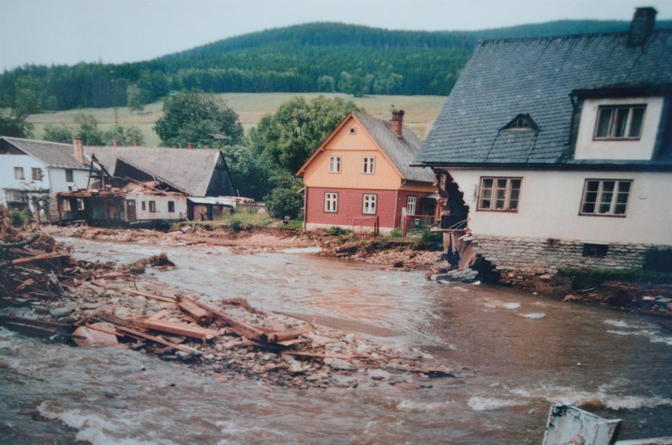 Povodně 1997: Vrbno pod Pradědem.