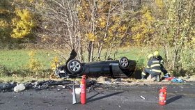 U Povrlů na Ústecku zemřela žena po čelním střetu dvou aut.