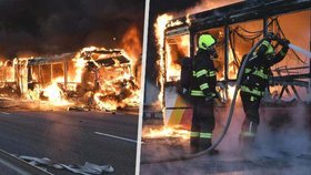 Na Liberecku shořel autobus, který vezl 30 lidí