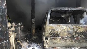 Požár autodílny na Vsetínsku.