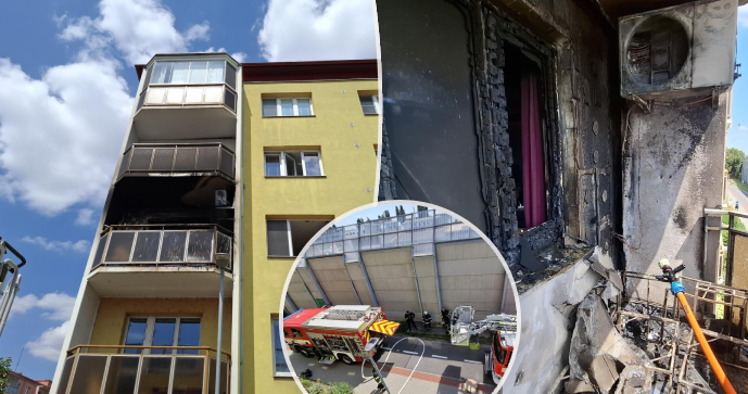 V bytovém domě v Prostějově hořely dva balkony.