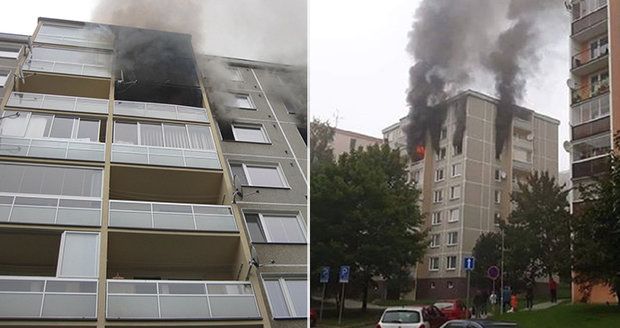 Požár bytu ve Valašském Meziříčí: Otec a syn museli do nemocnice!