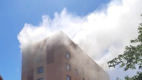 Požár panelového domu v České Třebové