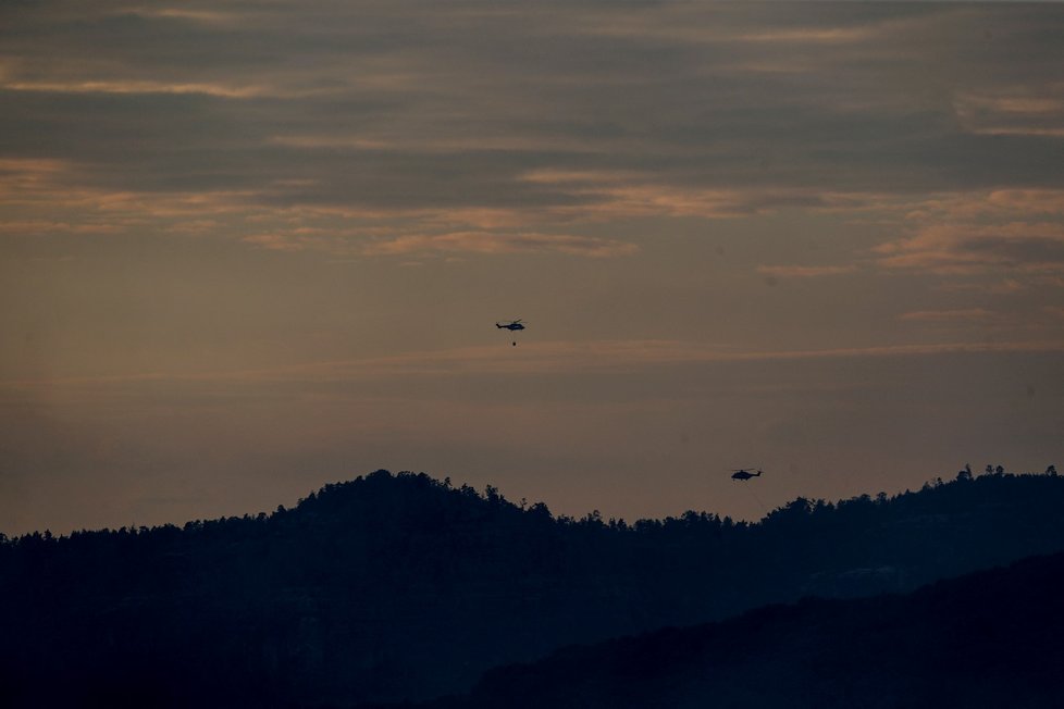 Požár v Českém Švýcarsku poblíž obce Mezná. (26.7.2022)