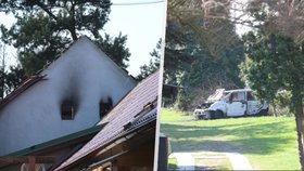 Dva požáry během jedné noci! V obci Chyňava hořel rodinný dům a vraky aut.