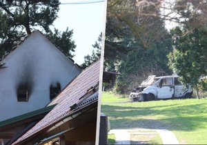 Dva požáry během jedné noci! V obci Chyňava hořel rodinný dům a vraky aut.