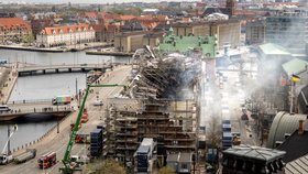 Požár historické budovy v Dánsku (18.1.2024)