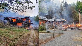 Na Děčínsku hoří lesní porost a historické chaty.