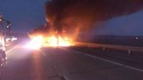 Další požár na D1: U Ostrovačic shořela dodávka, provoz na Prahu obnovili do hodiny 