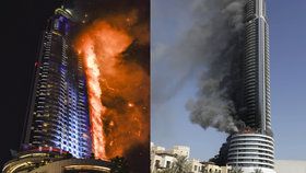 Požár luxusního hotelu Address Downtown v centru Dubaje