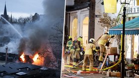 Požár po dvou explozích v nizozemském Utrechtu