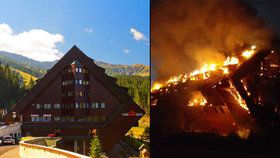 Slovenský hotel Junior lehl popelem. Jeden člověk zemřel.