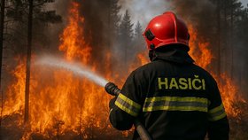 Hořel les u Prahy: Hasiči našli pět ohnisek, k požáru je navedl muž s dronem